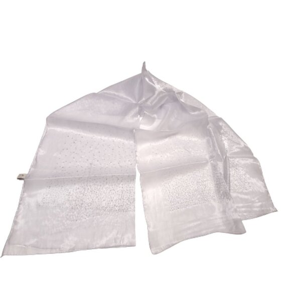 Silver Sheer Scarf Sequin Embellish Organza Scarf- NEW - Picture 3 of 11